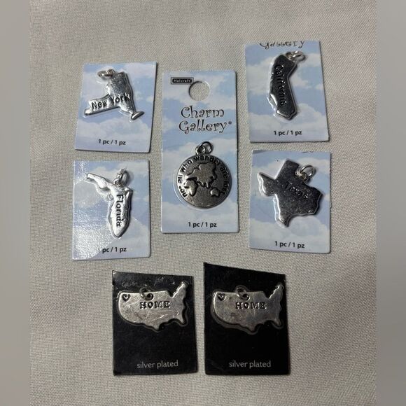 7 New USA TRAVEL Halcraft Charm Gallery Pendant Jewelry Making Charms - Picture 1 of 1